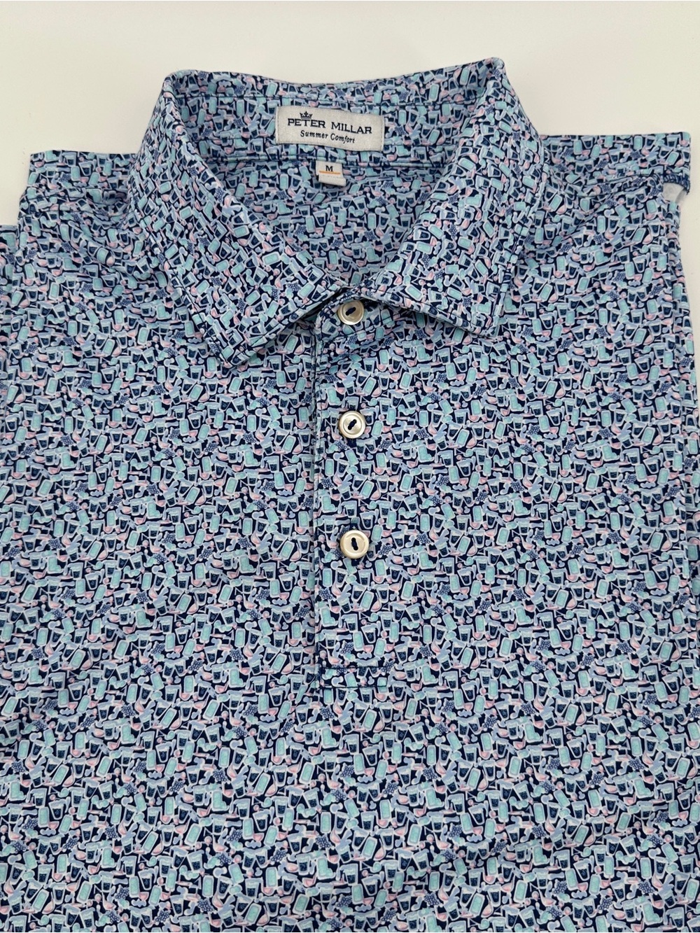 Peter Millar Summer Comfort Cocktail Print Golf Polo Men’s M